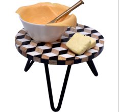 Diamond Wood And Resin Cake Stand and Cake Server With Iron Legs