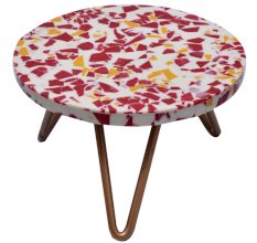 Red Speckled Chips Wood Resin Cake Stand With Iron Legs