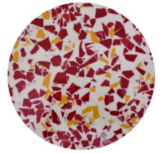 Red Speckled Chips Wood Resin Cake Stand With Iron Legs