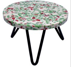 Green Mosaic Cake Stand  Made With Wood Resin And Iron Legs