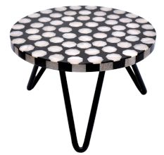Round Discs Wood And Resin Cake Stand With Iron Legs