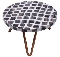 Wood And Resin Cake Stand With Moroccan Motifs With Iron Legs
