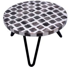 Wood And Resin Cake Stand With Moroccan Motifs With Iron Legs