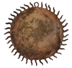 Brass Primitive Tribal Sun Mask Sculpture