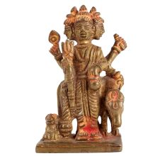 Brass Lord Dattatrey With Cow Statue For Worship