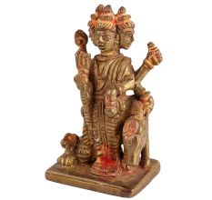 Brass Lord Dattatrey With Cow Statue For Worship