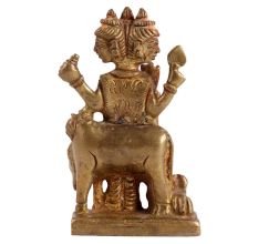 Brass Lord Dattatrey With Cow Statue For Worship