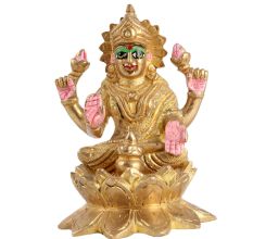 Brass Goddess Laxmi Blessing Statue