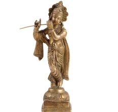 Brass Shri Lord Krishna Idol in Standing Pose