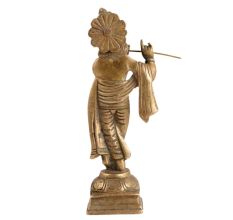 Brass Shri Lord Krishna Idol in Standing Pose