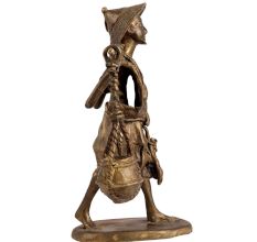 Brass African Man Carrying Water Statue