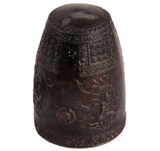 Brass Buddhist Bell With Inscriptions From Temple In Dark Finish