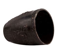 Brass Buddhist Bell With Inscriptions From Temple In Dark Finish