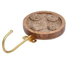 Wood And Brass Key Holder Wall Hook