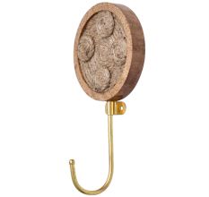Wood And Brass Key Holder Wall Hook