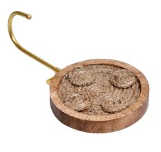 Wood And Brass Key Holder Wall Hook