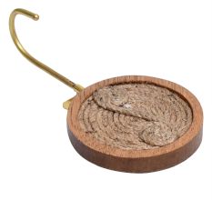 Round Brass Jute Woden Wall Hook
