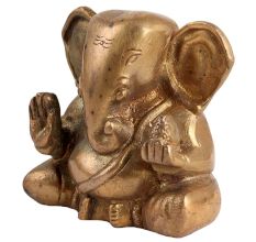 Brass Sri Ganesha IdolÂ Sitting Blessing Pose