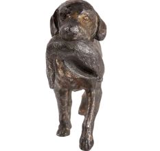 Brass Hunting Retriever Dog Statue With Prey In His Mouth