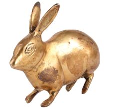 Brass Rabbit Figurine In Golden Finish