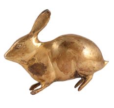 Brass Rabbit Figurine In Golden Finish