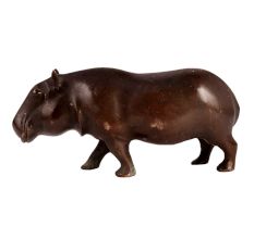 Brass SafariÂ Hippopotamus Statue In Dark Finish