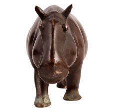 Brass SafariÂ Hippopotamus Statue In Dark Finish