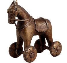 Horse-shaped Indian Brass Temple Toy Statue