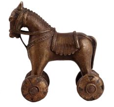 Horse-shaped Indian Brass Temple Toy Statue
