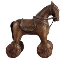 Horse-shaped Indian Brass Temple Toy Statue