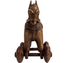 Horse-shaped Indian Brass Temple Toy Statue