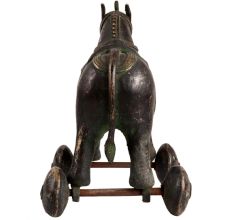 BrassÂ Horse Temple Toy With Four Wheels