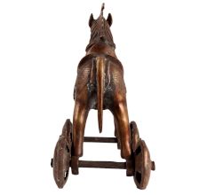 Traditional Brass Horse On Wheels Primitive Temple Toy