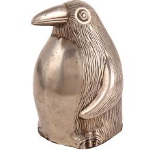 Cute Silver Metal Standing Penguin Statue