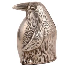 Cute Silver Metal Standing Penguin Statue
