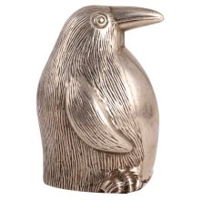 Cute Silver Metal Standing Penguin Statue
