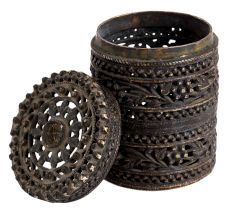 Brass Cylindrical Jewelry Box With lid Dhokra Art