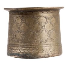 Brass Panchamrita Cup With CarvedÂ Flowers and Leaves Design