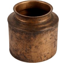 Vintage Broad Brass Water Pot In Antique Finish