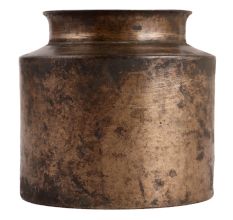Vintage Broad Brass Water Pot In Antique Finish