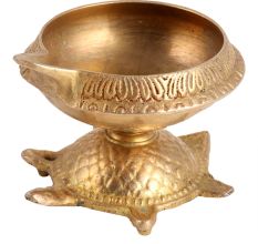 Brass Pooja Diya on a Tortoise Stand
