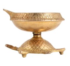 Brass Pooja Diya on a Tortoise Stand