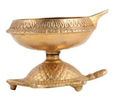 Brass Pooja Diya on a Tortoise Stand