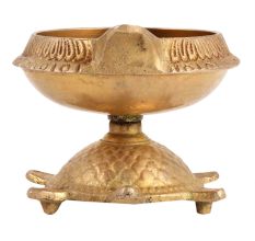 Brass Pooja Diya on a Tortoise Stand