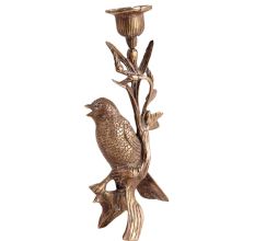 Brass Bird On Branch Candleholder