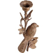 Brass Bird On Branch Candleholder