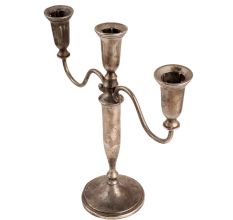 Silver Metal Three Arm Candle Holder Stand