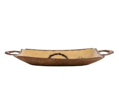 Antique Brass Tray With Fruit Basket Design