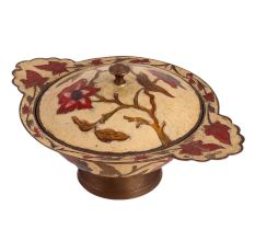 Brass Bowl With Lid Decorative Enamel Work