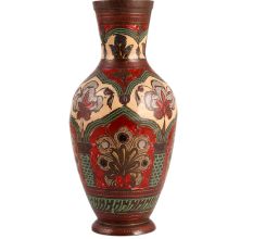 Handpaintd Red Enamel Work Brass Flower Vase
